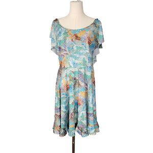 BlackMilk Fairy Print Skater Dress XXL Aqua Mermaid Ocean Fantasy Print Goddess